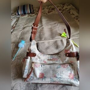 Floral Women Bag with Brown Accents